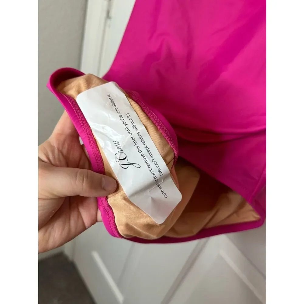 NWT J. Crew Pink Bow Tie One Shoulder One Piece Swimsuit Sz 20 Coastal Beach